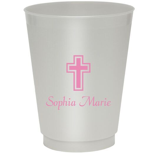 Outlined Cross Colored Shatterproof Cups